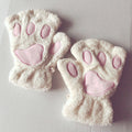 Women Bear Plush Cat Paw Claw Gloves Winter Faux Fur Cute Kitten Fingerless Mittens Gloves Christmas Halloween for Womens Girls
