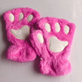 Women Bear Plush Cat Paw Claw Gloves Winter Faux Fur Cute Kitten Fingerless Mittens Gloves Christmas Halloween for Womens Girls