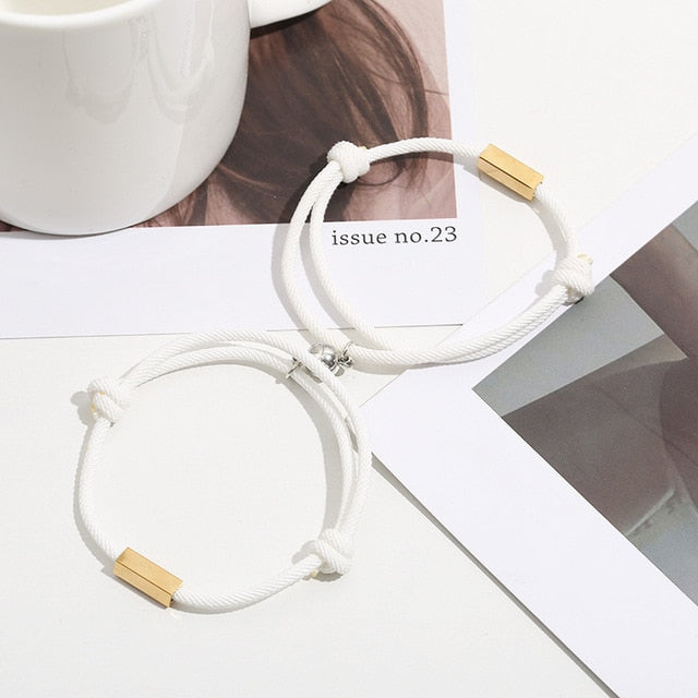 1 Pair Custom Name Bracelet The Pledge of Eternal Love Magnet Attracts Each Other Staniless steel Couples Bracelet Men and Women