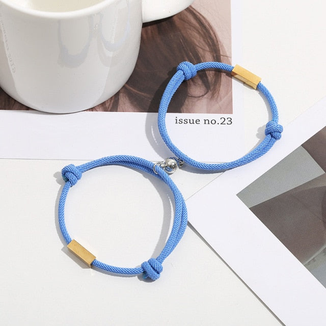 1 Pair Custom Name Bracelet The Pledge of Eternal Love Magnet Attracts Each Other Staniless steel Couples Bracelet Men and Women