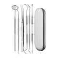 6pc/set Dental Mirror Stainless Steel Dental Dentist Prepared Tool Set Probe Tooth Care Kit Instrument Tweezer Hoe Sickle Scaler