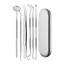 6pc/set Dental Mirror Stainless Steel Dental Dentist Prepared Tool Set Probe Tooth Care Kit Instrument Tweezer Hoe Sickle Scaler