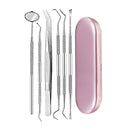 6pc/set Dental Mirror Stainless Steel Dental Dentist Prepared Tool Set Probe Tooth Care Kit Instrument Tweezer Hoe Sickle Scaler