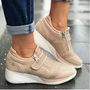 Women Casual Shoes 2020 New Fashion Wedge  Flat Shoes Zipper Lace Up Comfortable Ladies Sneakers Female Vulcanized Shoes