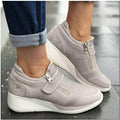 Women Casual Shoes 2020 New Fashion Wedge  Flat Shoes Zipper Lace Up Comfortable Ladies Sneakers Female Vulcanized Shoes