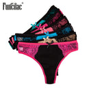 Women Sexy Lace G-Strings Cotton Thongs Bikini Panties Ladies Underpants Briefs Set Stripe Underwear Lingerie 5 Pcs/lot FUNCILAC