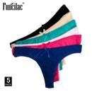 Women Sexy Lace G-Strings Cotton Thongs Bikini Panties Ladies Underpants Briefs Set Stripe Underwear Lingerie 5 Pcs/lot FUNCILAC