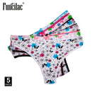 Women Sexy Lace G-Strings Cotton Thongs Bikini Panties Ladies Underpants Briefs Set Stripe Underwear Lingerie 5 Pcs/lot FUNCILAC