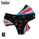 Women Sexy Lace G-Strings Cotton Thongs Bikini Panties Ladies Underpants Briefs Set Stripe Underwear Lingerie 5 Pcs/lot FUNCILAC