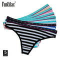 Women Sexy Lace G-Strings Cotton Thongs Bikini Panties Ladies Underpants Briefs Set Stripe Underwear Lingerie 5 Pcs/lot FUNCILAC