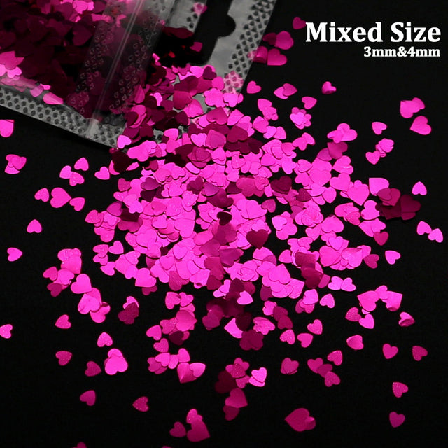 2g Holographic Nail Art Glitter Shiny Sweet Love Heart Flakes Sequins 3D Nails Paillette Manicure Valentine's Day Decorations