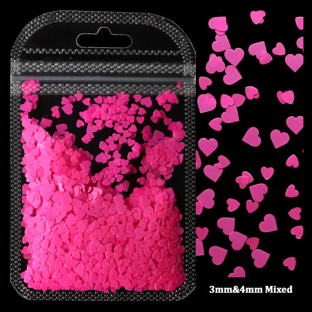 2g Holographic Nail Art Glitter Shiny Sweet Love Heart Flakes Sequins 3D Nails Paillette Manicure Valentine's Day Decorations