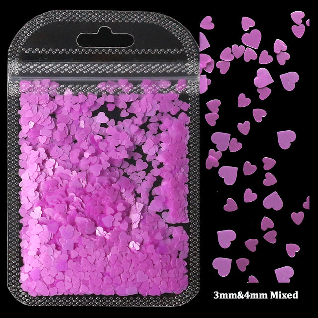 2g Holographic Nail Art Glitter Shiny Sweet Love Heart Flakes Sequins 3D Nails Paillette Manicure Valentine's Day Decorations