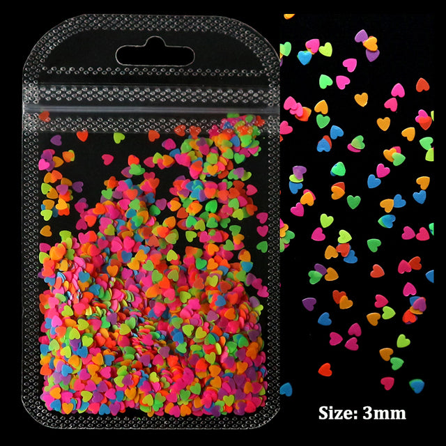 2g Holographic Nail Art Glitter Shiny Sweet Love Heart Flakes Sequins 3D Nails Paillette Manicure Valentine's Day Decorations