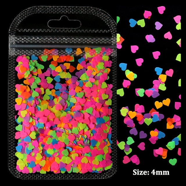 2g Holographic Nail Art Glitter Shiny Sweet Love Heart Flakes Sequins 3D Nails Paillette Manicure Valentine's Day Decorations