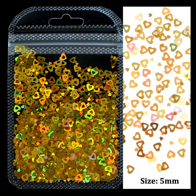 2g Holographic Nail Art Glitter Shiny Sweet Love Heart Flakes Sequins 3D Nails Paillette Manicure Valentine's Day Decorations