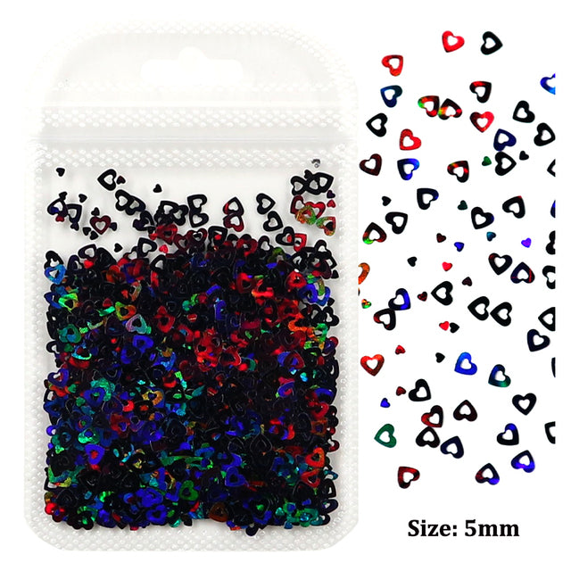 2g Holographic Nail Art Glitter Shiny Sweet Love Heart Flakes Sequins 3D Nails Paillette Manicure Valentine's Day Decorations