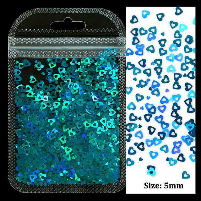 2g Holographic Nail Art Glitter Shiny Sweet Love Heart Flakes Sequins 3D Nails Paillette Manicure Valentine's Day Decorations