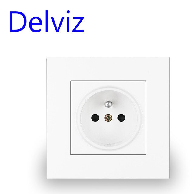 Delviz French Standard Socket, AC 100~250V, Dual USB Charger Port for Mobile, White With switch panel, 16A Wall Power USB Socket