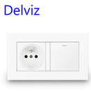Delviz French Standard Socket, AC 100~250V, Dual USB Charger Port for Mobile, White With switch panel, 16A Wall Power USB Socket