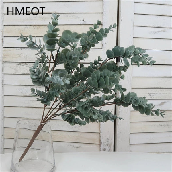 45cm Nordic Wind Artificial Plants Bunch Eucalyptus Money Leaf Home Wedding Deco Flower Arrangement Photography Props Gray Green