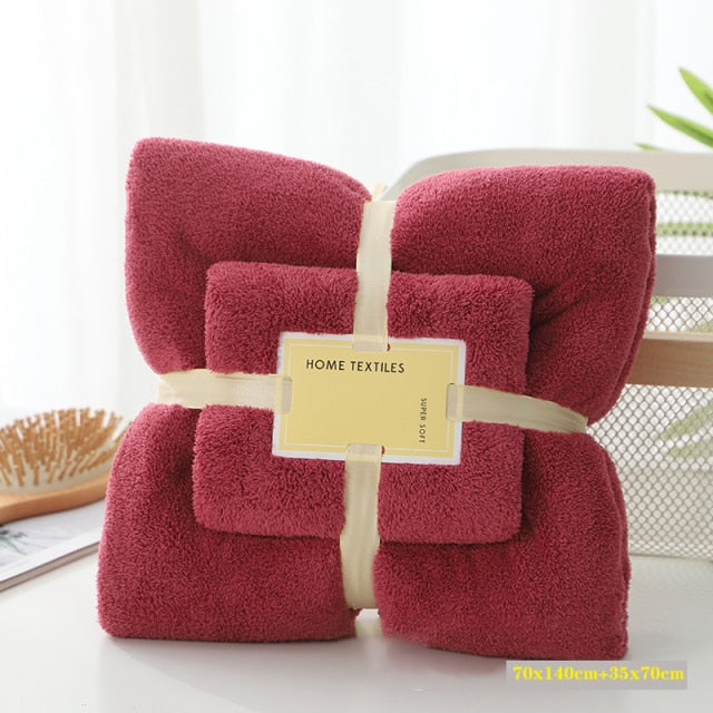 70x140cm 35x75cm 2pcs Luxury Super Large Towel Set High Absorbent Soft Bath Towel + Face Towels bath towels for adults cotton