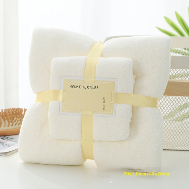 70x140cm 35x75cm 2pcs Luxury Super Large Towel Set High Absorbent Soft Bath Towel + Face Towels bath towels for adults cotton