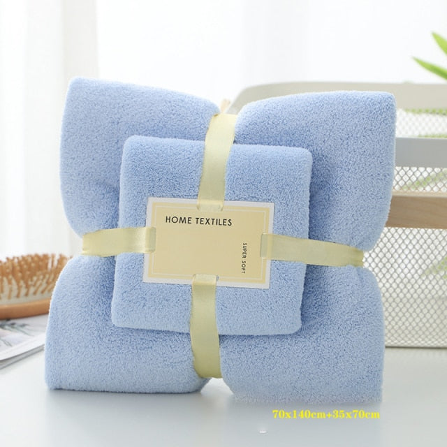 70x140cm 35x75cm 2pcs Luxury Super Large Towel Set High Absorbent Soft Bath Towel + Face Towels bath towels for adults cotton