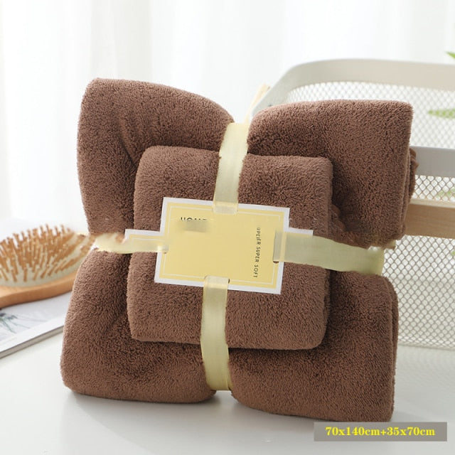 70x140cm 35x75cm 2pcs Luxury Super Large Towel Set High Absorbent Soft Bath Towel + Face Towels bath towels for adults cotton