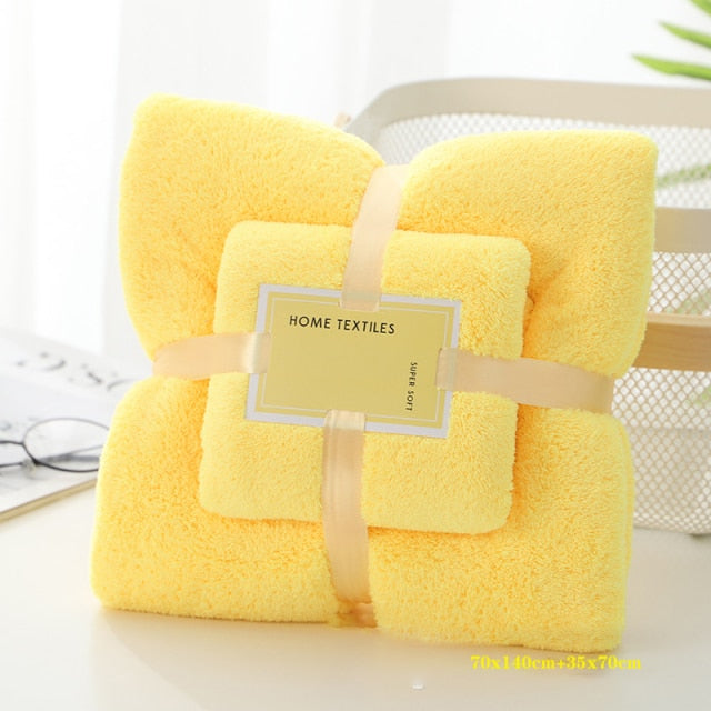 70x140cm 35x75cm 2pcs Luxury Super Large Towel Set High Absorbent Soft Bath Towel + Face Towels bath towels for adults cotton