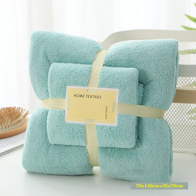 70x140cm 35x75cm 2pcs Luxury Super Large Towel Set High Absorbent Soft Bath Towel + Face Towels bath towels for adults cotton