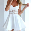 2021 Summer Sexy Women Dress Black and White Lace Patchwork A-line Spaghetti Strap Dresses Short Mini Beach Club Party Dress