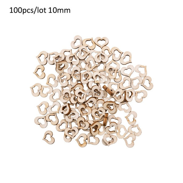 Wooden Mini Cute Love Heart/Star/Round Shape Wedding Table Scatter Decor Unfinished Wooden Crafts Wedding Ornaments