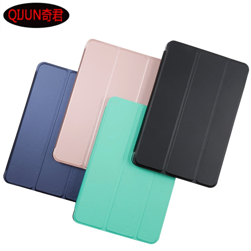 QIJUN Cover For Apple ipad6(2018) iPad 9.7 inch 2018 A1893 A1954 9.7" Tablet Case PU Leather Smart Sleep Tri-fold Bracket Cover