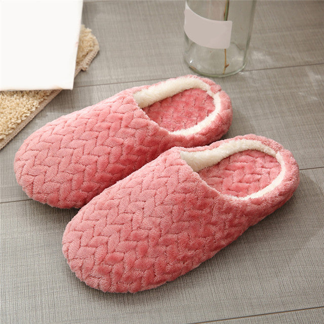 Warm Slippers Women Men Indoor Floor Flat Shoes Spring Autumn Winter Warm Home Cotton Plush Suede