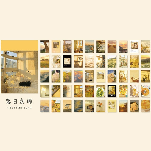 Warm 366pcs Of Van Gogh Color Multi-Style Plant Kraft Paper Diary Stickers Aesthetics Bullet Journal Art Supplies Material Paper