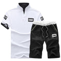 Summer 2021Two Piece Set Men Short Sleeve T Shirt Cropped Top Shorts Men's Tracksuits Design Fashion T-shirt Tracksuit Set New