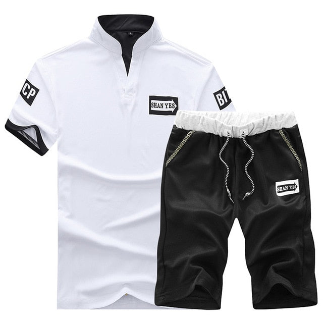Summer 2021Two Piece Set Men Short Sleeve T Shirt Cropped Top Shorts Men's Tracksuits Design Fashion T-shirt Tracksuit Set New