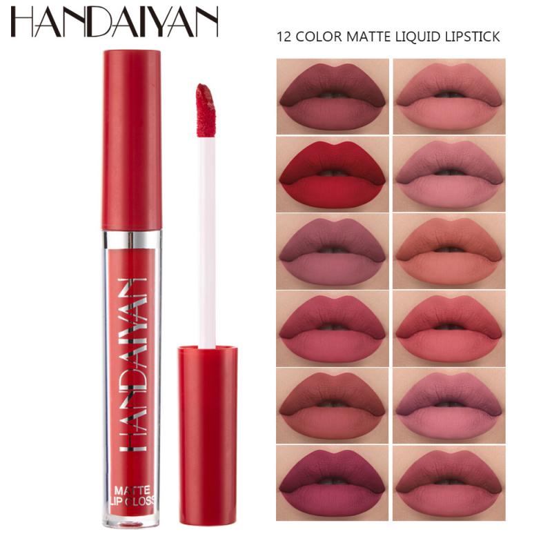 12 Colors Lipsticks Women Cosmetics Matte Sexy Long Lasting Waterproof Non-stick Cup Easy To Color Smooth Lip Gloss Makeup TSLM1