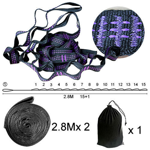 2 PCS Essential Can Hold 2000kg Out Door Camping Hiking Hammock Hanging Belt Hammock Strap Rope Accessories Load Bind Rope