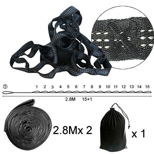 2 PCS Essential Can Hold 2000kg Out Door Camping Hiking Hammock Hanging Belt Hammock Strap Rope Accessories Load Bind Rope