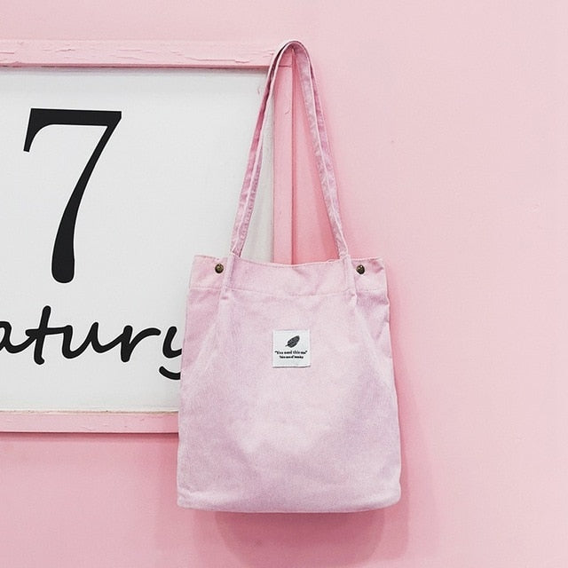 Bags for Women 2020 New Ladies Handbags Student Corduroy Tote Bag Casual Solid Color Shoulder Bag Reusable Beach Bag