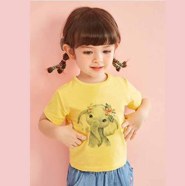 Plant Elephant Funny Kawaii Girls Clothes Streetwear Boys Shirts Round Neck Baby Girl Tops Cartoon Casual Kids T-shirt Fashion