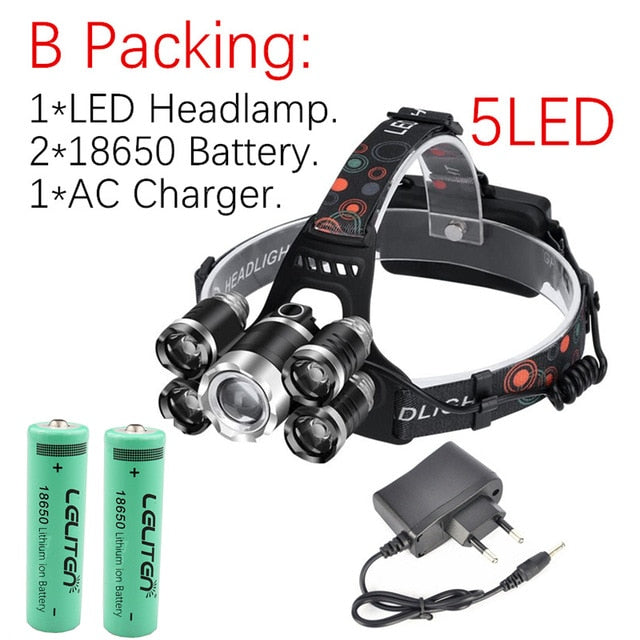 Drop Shipping Rechargeable zoom led headlamp Fishing headlight Torch Hunting head lamp Camping Headlamp Flashlight head light