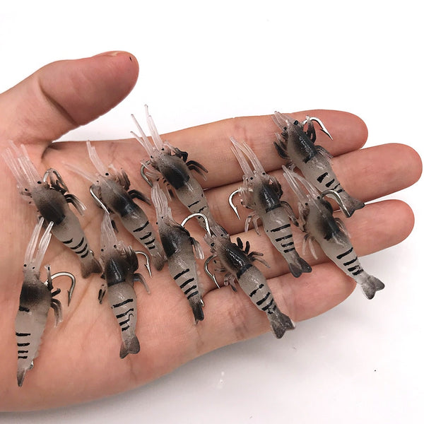 Luminous Shrimp Silicone Artificial Bait Simulation Soft Prawn With Hooks Carp Wobbler For Fishing Tackle/Lure/Accessories Sea