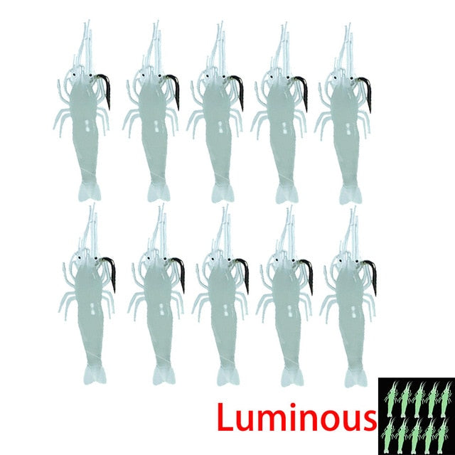 Luminous Shrimp Silicone Artificial Bait Simulation Soft Prawn With Hooks Carp Wobbler For Fishing Tackle/Lure/Accessories Sea