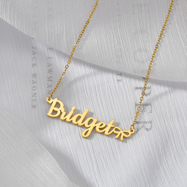 Atoztide Fashion Custom Name Stainless Steel Necklaces Personalized Jewelry Chain Crown Heart Butterfly Necklace for Women Gifts