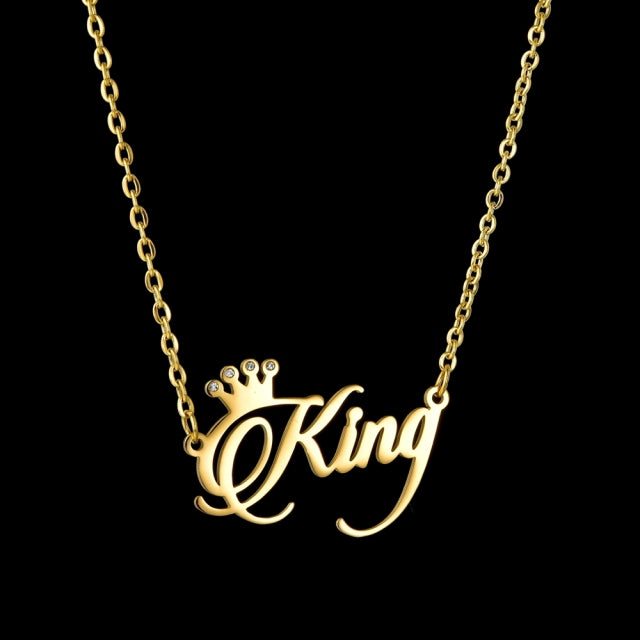 Atoztide Fashion Custom Name Stainless Steel Necklaces Personalized Jewelry Chain Crown Heart Butterfly Necklace for Women Gifts