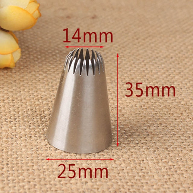 1Pcs DIY Cakes Decoration 19-tooth Pastry Nozzle Kitchen Gadgets Cookies Supplies 304 Stainless Steel Silver Fondant Decor