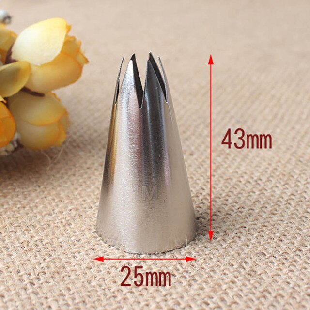 1Pcs DIY Cakes Decoration 19-tooth Pastry Nozzle Kitchen Gadgets Cookies Supplies 304 Stainless Steel Silver Fondant Decor